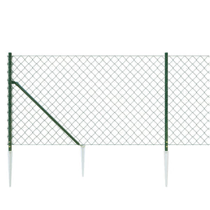 vidaXL Chain Link Fence with Spike Anchors Green 1x10 m