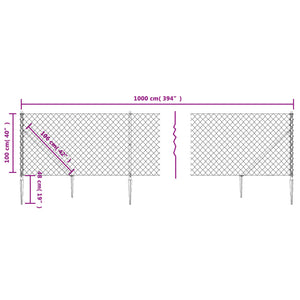 vidaXL Chain Link Fence with Spike Anchors Green 1x10 m