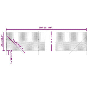 vidaXL Chain Link Fence Anthracite 1.8x10 m