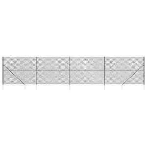 vidaXL Chain Link Fence with Spike Anchors Anthracite 1.6x10 m