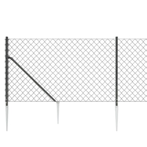 vidaXL Chain Link Fence with Spike Anchors Anthracite 0.8x25 m