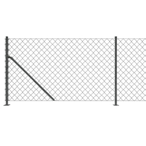 vidaXL Chain Link Fence with Flange Anthracite 1.1x25 m