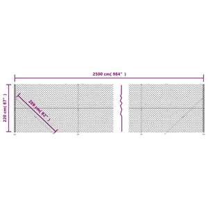 vidaXL Chain Link Fence with Flange Anthracite 2.2x25 m