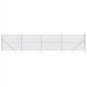 vidaXL Chain Link Fence with Spike Anchors Silver 1.4x10 m