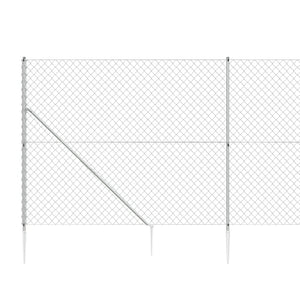 vidaXL Chain Link Fence with Spike Anchors Silver 1.4x10 m