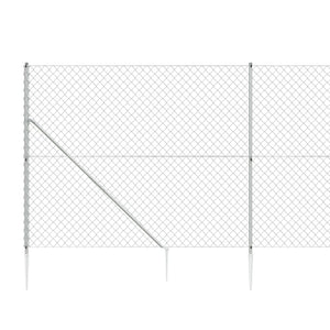 vidaXL Chain Link Fence with Spike Anchors Silver 1.6x25 m