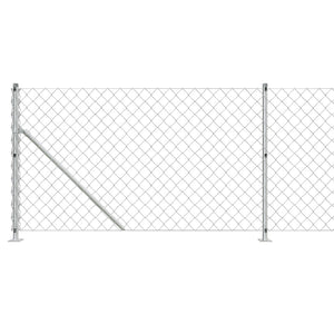 vidaXL Chain Link Fence with Flange Silver 1x10 m