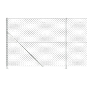 vidaXL Chain Link Fence with Flange Silver 1.8x25 m