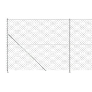 vidaXL Chain Link Fence with Flange Silver 2x25 m