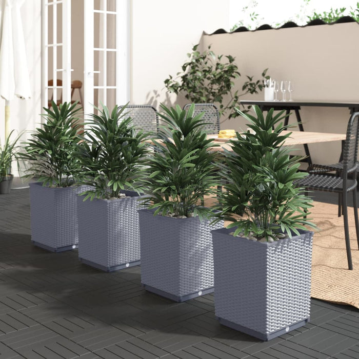 vidaXL Planters 4 pcs Dark Grey 30x30x37 cm Polypropylene