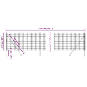 vidaXL Wire Mesh Fence Green 1x10 m Galvanised Steel