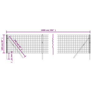 vidaXL Wire Mesh Fence Green 1x10 m Galvanised Steel