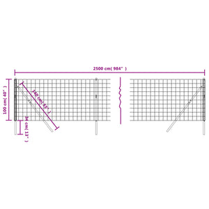 vidaXL Wire Mesh Fence Green 1x25 m Galvanised Steel