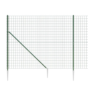 vidaXL Wire Mesh Fence with Spike Anchors Green 2x25 m