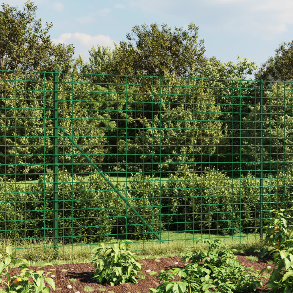 vidaXL Wire Mesh Fence with Spike Anchors Green 2.2x10 m