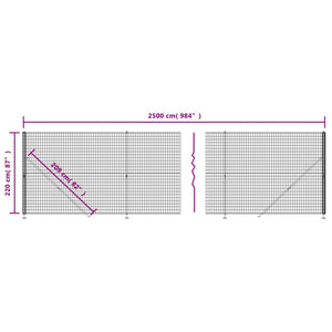 vidaXL Wire Mesh Fence with Flange Green 2.2x25 m