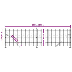 vidaXL Wire Mesh Fence with Flange Green 1.1x10 m