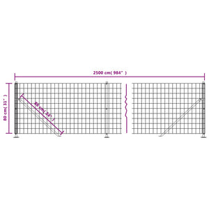 vidaXL Wire Mesh Fence with Flange Green 0.8x25 m