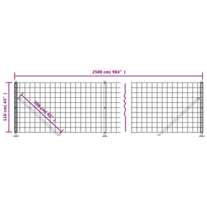 vidaXL Wire Mesh Fence with Flange Green 1.1x25 m