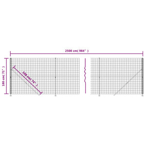 vidaXL Wire Mesh Fence with Flange Green 1.8x25 m