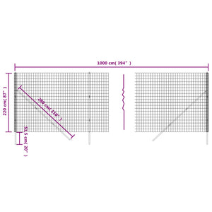 vidaXL Wire Mesh Fence Anthracite 2.2x10 m Galvanised Steel