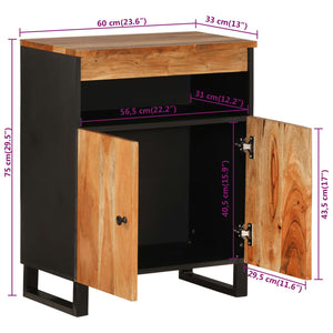 vidaXL Sideboard with 2 Doors 60x33x75 cm Solid Wood Acacia