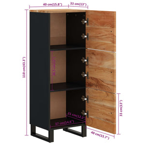 vidaXL Highboard with 3 Doors 40x33x110 cm Solid Wood Acacia&Iron