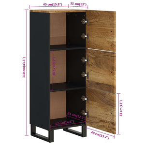 vidaXL Highboard with 3 Doors 40x33x110 cm Solid Wood Mango&Iron