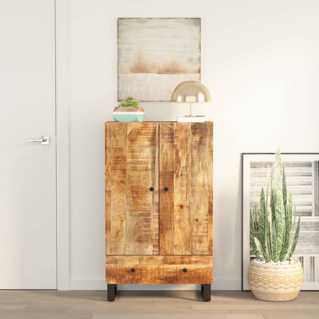 vidaXL Highboard with Drawer 60x33x100 cm Solid Wood Mango&Iron