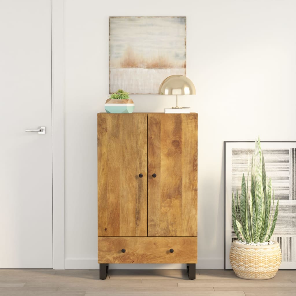 vidaXL Highboard with Drawer 60x33x100 cm Solid Wood Mango&Iron