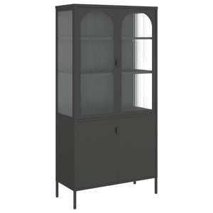 vidaXL Highboard Black 90x40x180 cm Glass and Steel