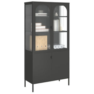 vidaXL Highboard Black 90x40x180 cm Glass and Steel