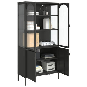 vidaXL Highboard Black 90x40x180 cm Glass and Steel