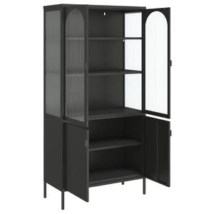 vidaXL Highboard Black 90x40x180 cm Glass and Steel