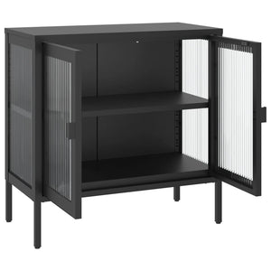 vidaXL Sideboard Black 70x35x70 cm Glass and Steel