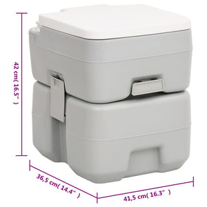 vidaXL Portable Camping Toilet Grey and White 20+10 L HDPE