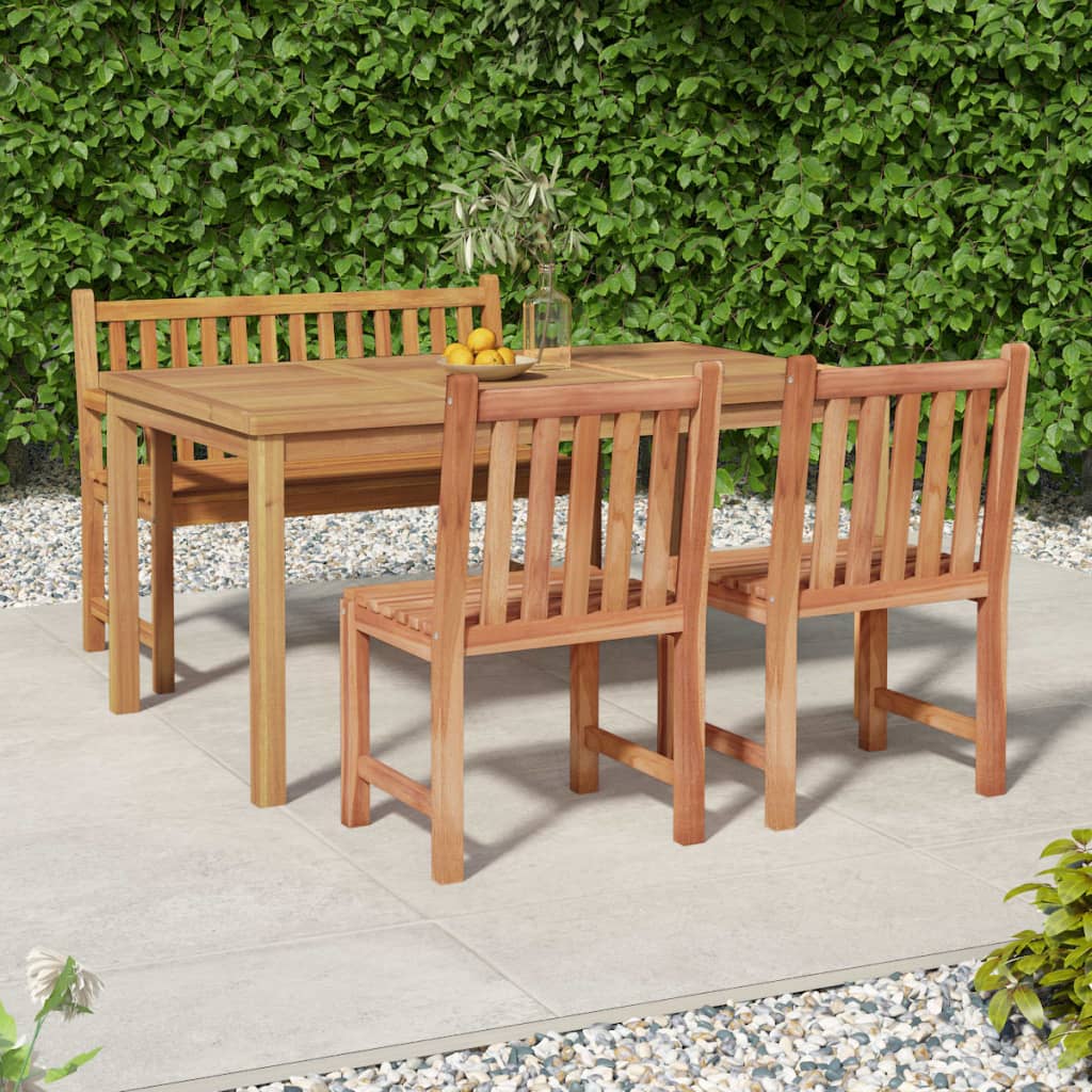 vidaXL 4 Piece Garden Dining Set Solid Wood Teak