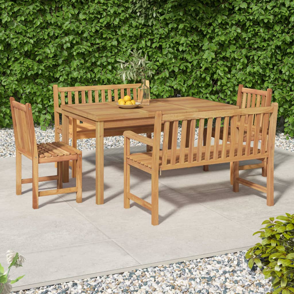 vidaXL 5 Piece Garden Dining Set Solid Wood Teak