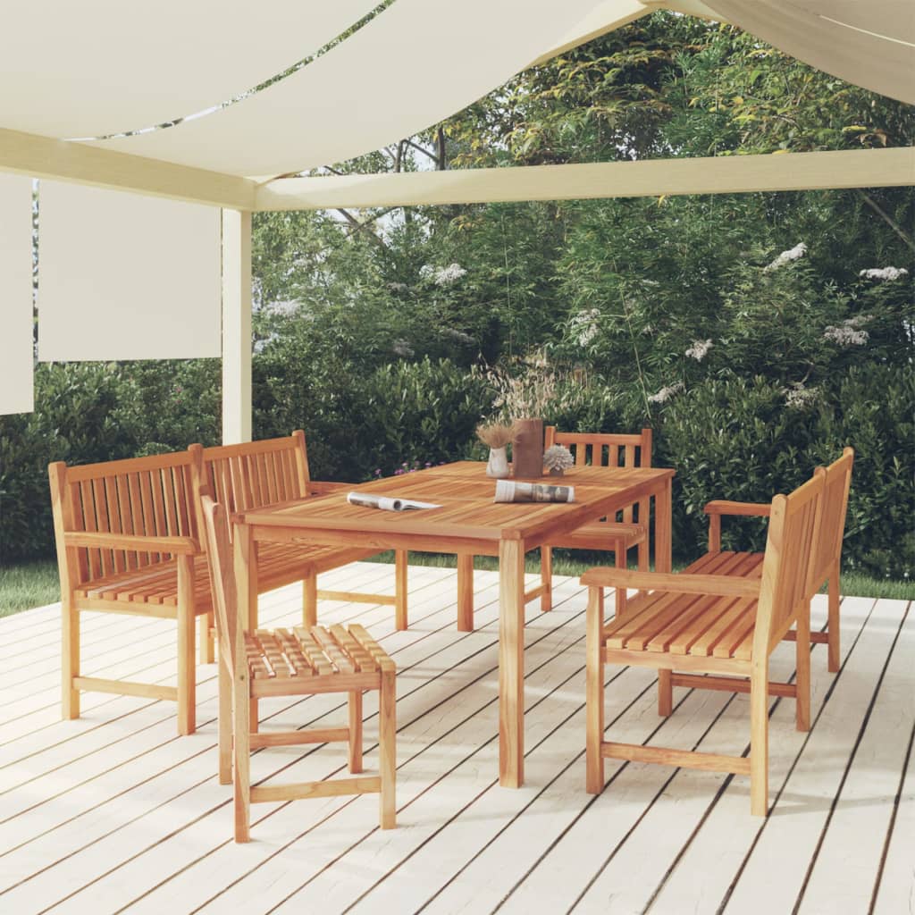 vidaXL 5 Piece Garden Dining Set Solid Wood Teak