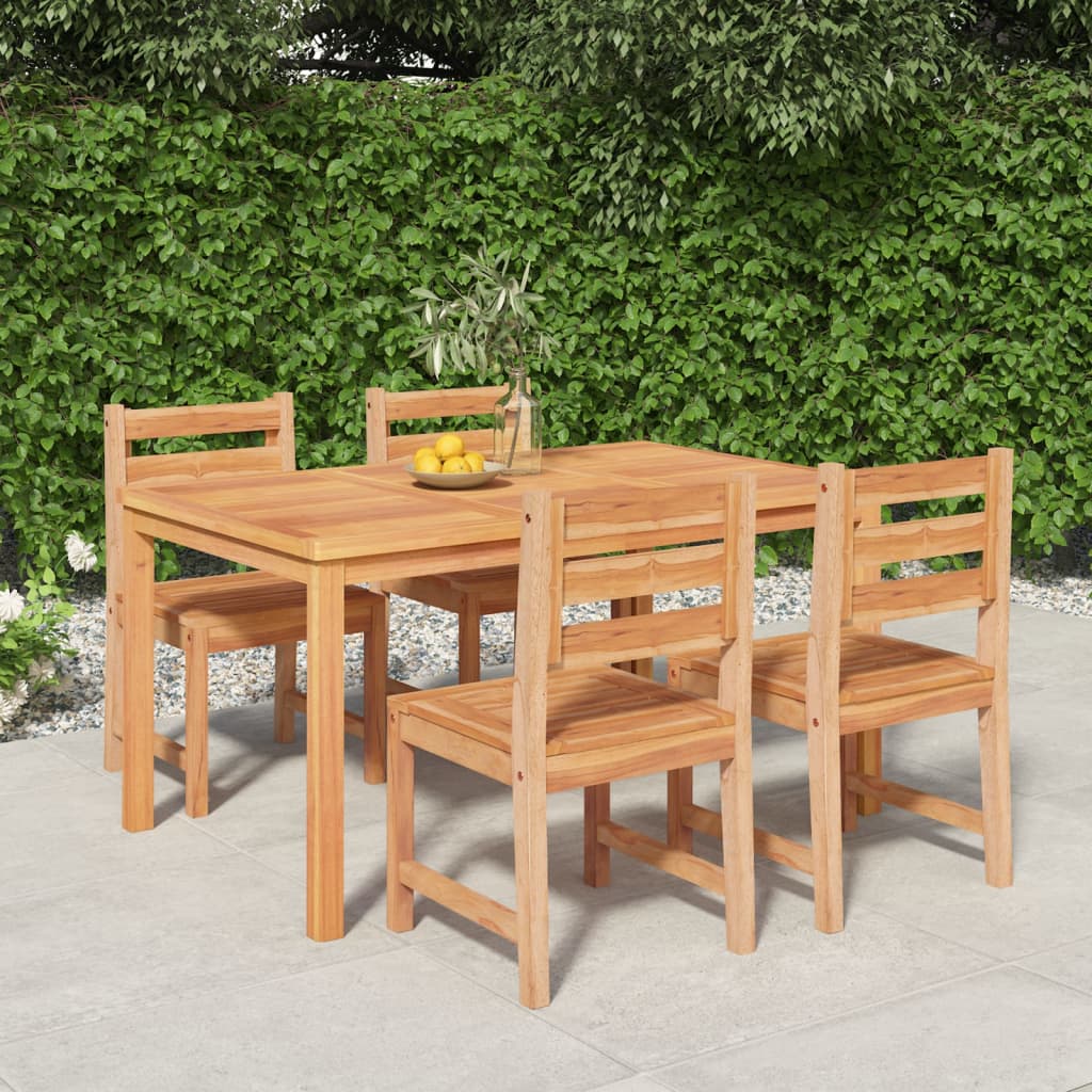 vidaXL 5 Piece Garden Dining Set Solid Wood Teak