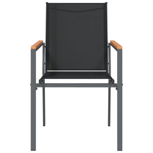 vidaXL Garden Chairs 2 pcs Black 55x61.5x90 cm Textilene and Steel