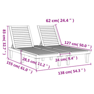 vidaXL Double Sun Lounger Black 155x138x83 cm Polypropylene