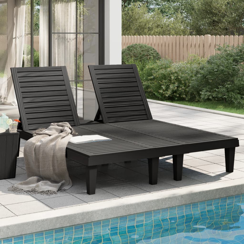 vidaXL Double Sun Lounger Black 155x138x83 cm Polypropylene