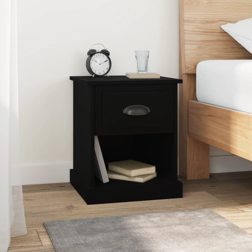 vidaXL Bedside Cabinet Black 39x39x47.5 cm Engineered Wood