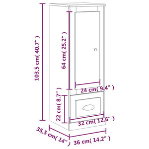 vidaXL Highboard Concrete Grey 36x35.5x103.5 cm Engineered Wood