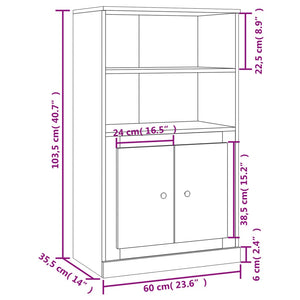 vidaXL Highboard Black 60x35.5x103.5 cm Engineered Wood