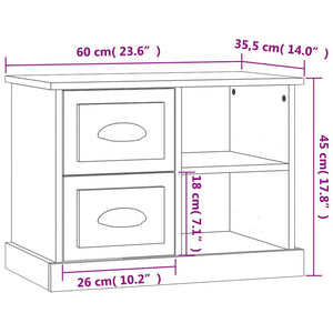 vidaXL Bedside Cabinet Black 60x35.5x45 cm