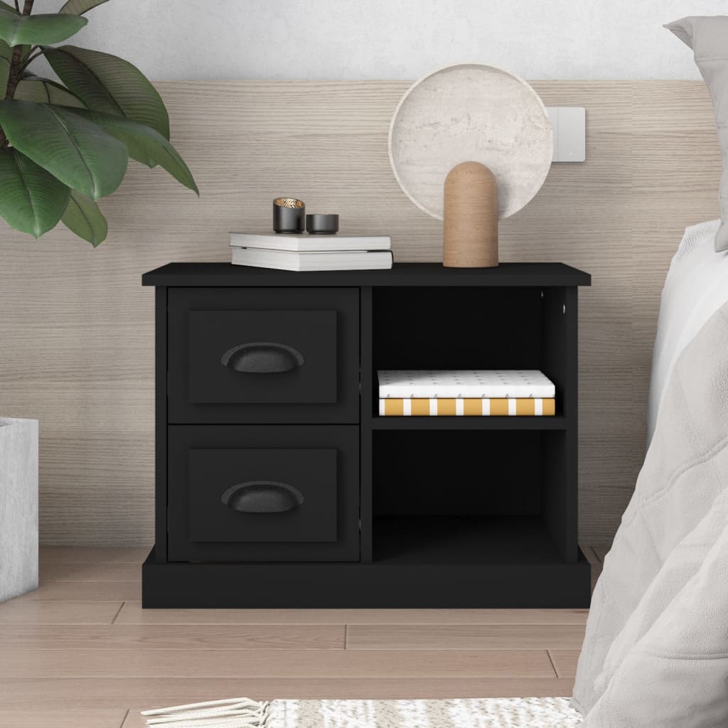 vidaXL Bedside Cabinet Black 60x35.5x45 cm