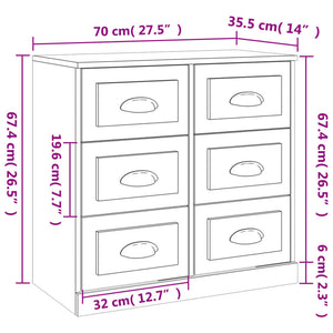 vidaXL Sideboard White 70x35.5x67.5 cm Engineered Wood