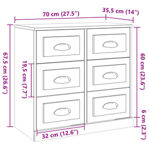 vidaXL Sideboard Grey Sonoma 70x35.5x67.5 cm Engineered Wood